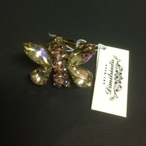 NEW Greek large DIMITRIADIS SYNNOTIA BUTTERFLY RING SWAROVSKI CRYSTALS Fairycore